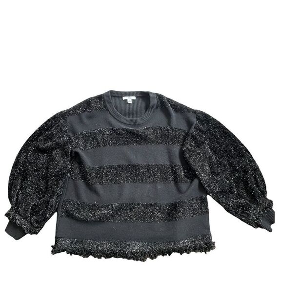 Zac Posen Cooper Shimmer-Fringe Striped Sweater - Picture 2 of 15